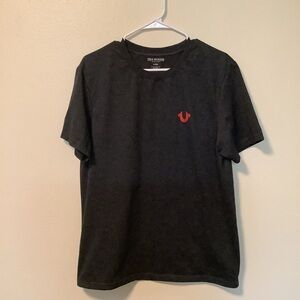 True Religion dark gray red logo short sleeves casual atleisure tee size large